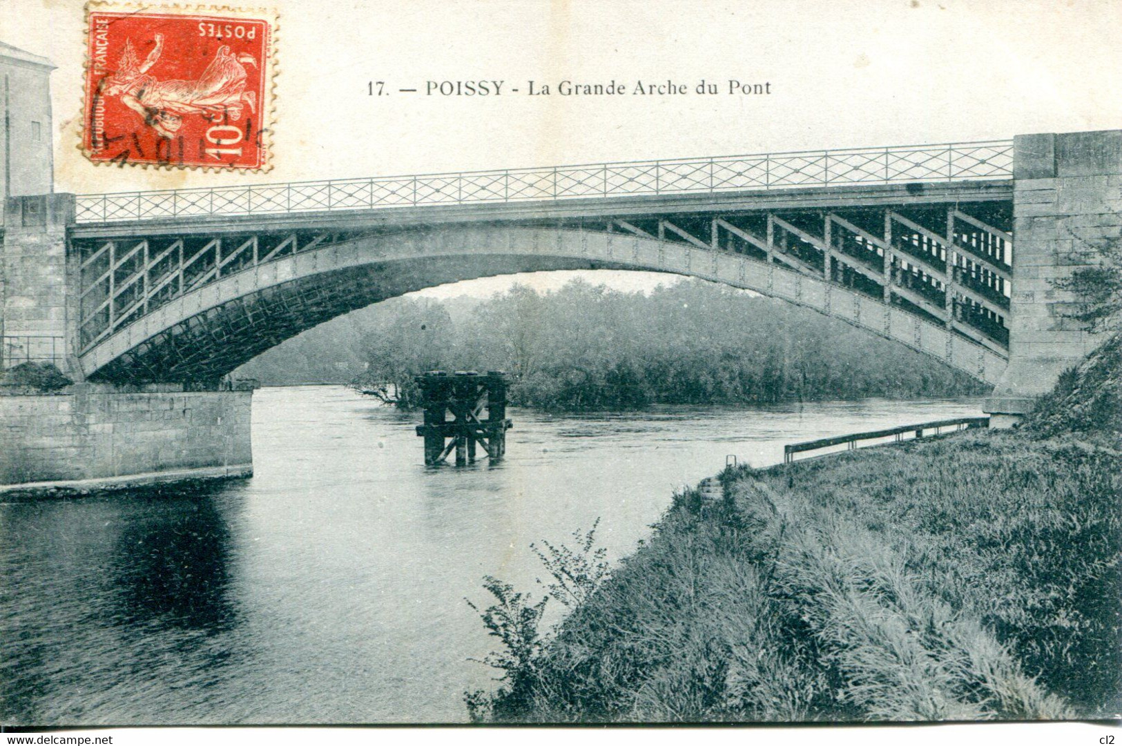 # - POISSY - La Grande Arche Du Pont (carte Vierge, Timbre Rajouté) - Poissy