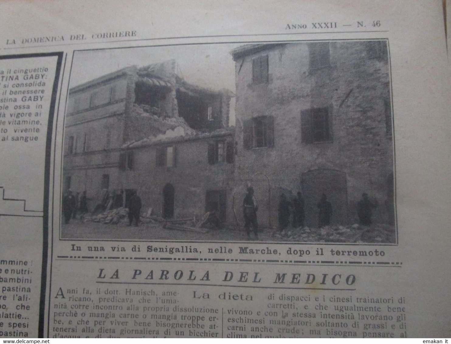 # DOMENICA DEL CORRIERE N 46 / 1930 RE BORIS REGINA GIOVANNA / TERREMOTO SENIGALLIA / INTRA CANNOBIO - First Editions