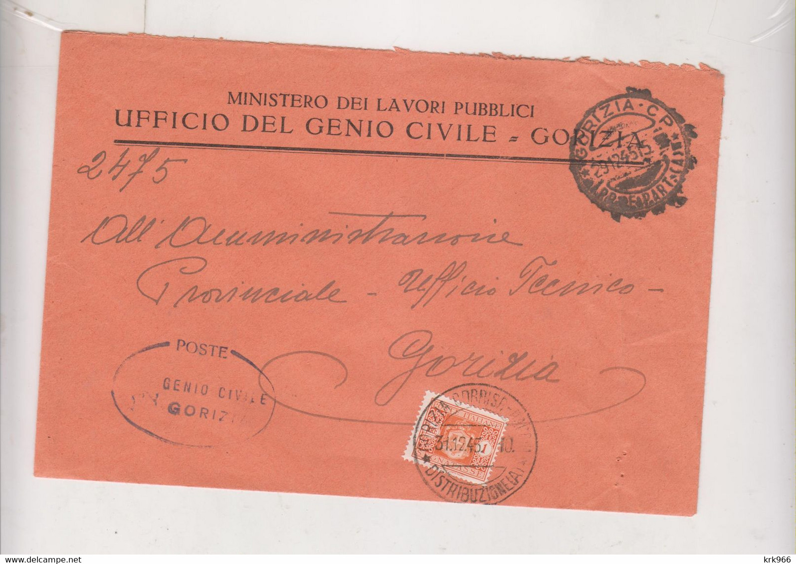 ITALY 1945 GORIZIA Nice Cover To Gorizia Postage Due - Taxe