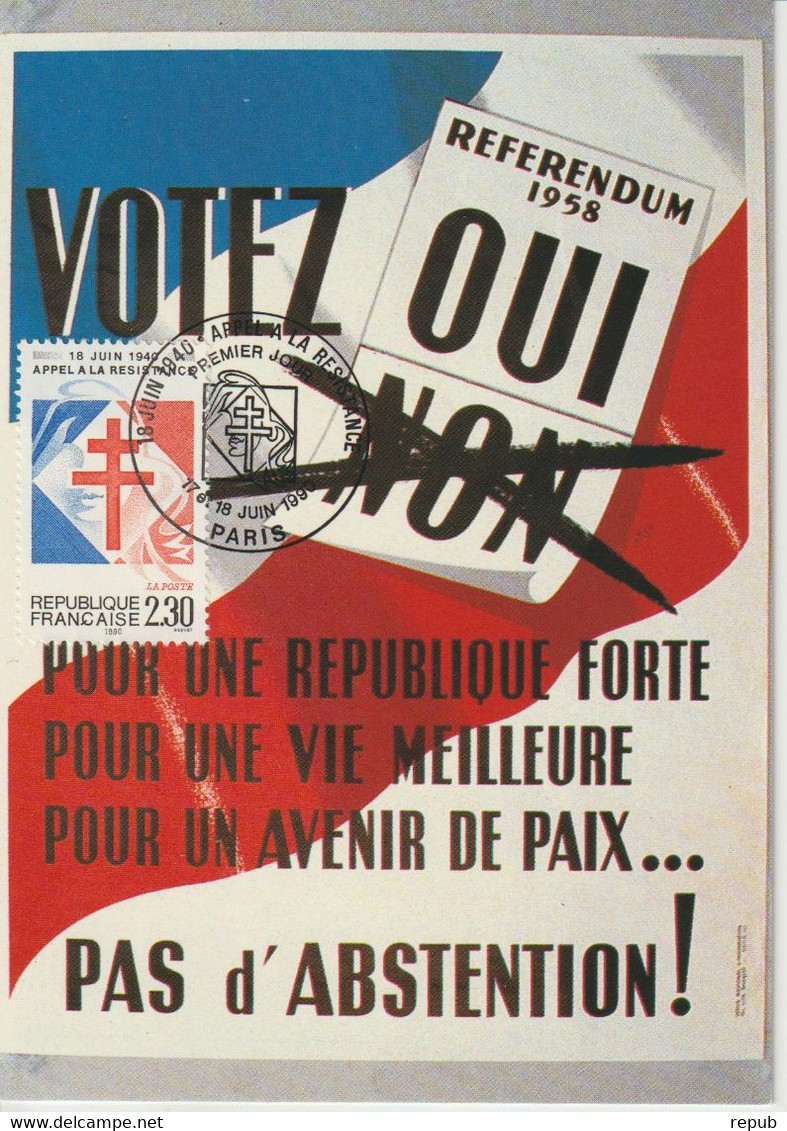 France Carte Maximum 1990 Appel à La Résistance 2656 - 1990-1999