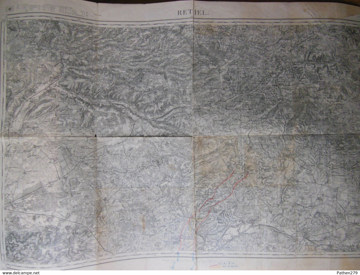 Carte D'Etat-Major De La Région De RETHEL (08 - Ardennes) Visiblement Utilisée En 1914-18 - 1833 Révisée En 1912 - Cartes Géographiques