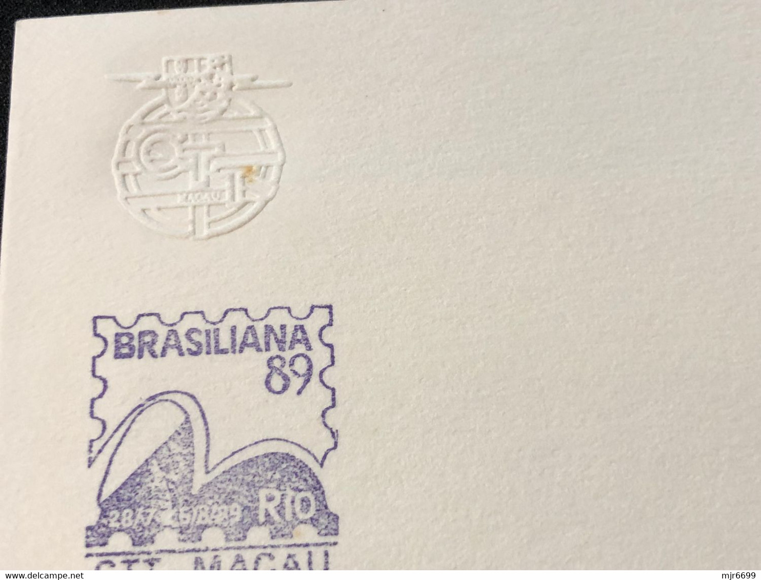 MACAU BRASILIANAE"89 COMMEMORATIVE CANCELLATION ON OFFICIAL POST OFFICE COVER - ***RARE - Brieven En Documenten