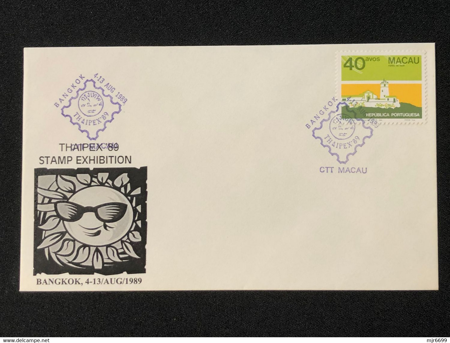 MACAU THAIPEX "89 COMMEMORATIVE CANCELLATION ON COVER - Storia Postale