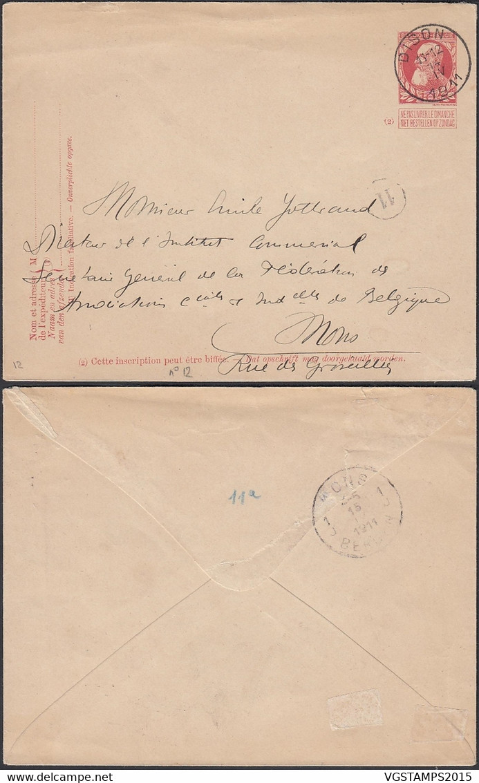 Belgique 1911- Entier Postal Sur Lettre De Dison à Destination Mons... (DD) DC-11028 - 1905 Thick Beard