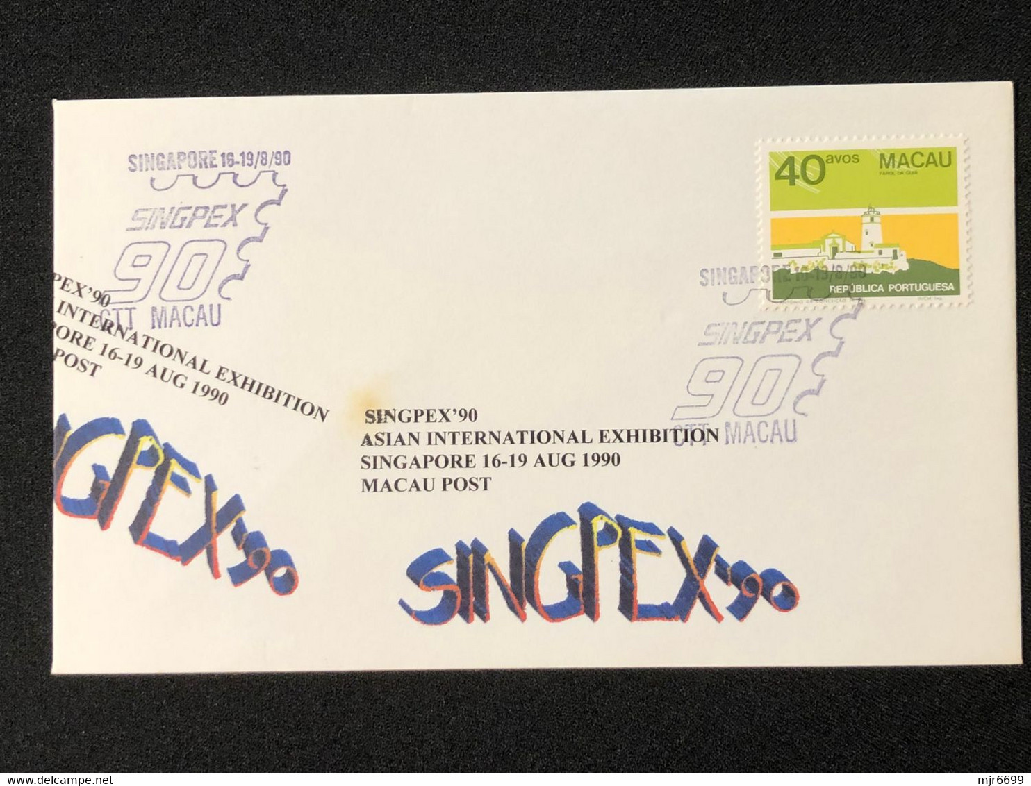 MACAU "SINGPEX 90" STAMP EXHIBATION COMMEMORATIVE ON COVER - Cartas & Documentos