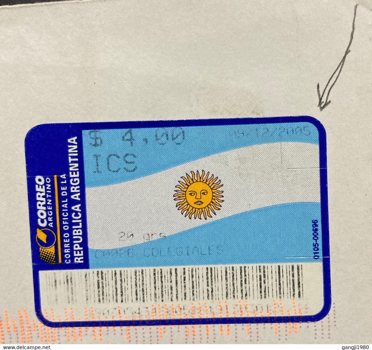 ARGENTINA 2005, FRANCE,ATM MACHINE,PEEL & STICK STAMPS ,SUN PICTURE USED COVER TO ENGLAND - Lettres & Documents