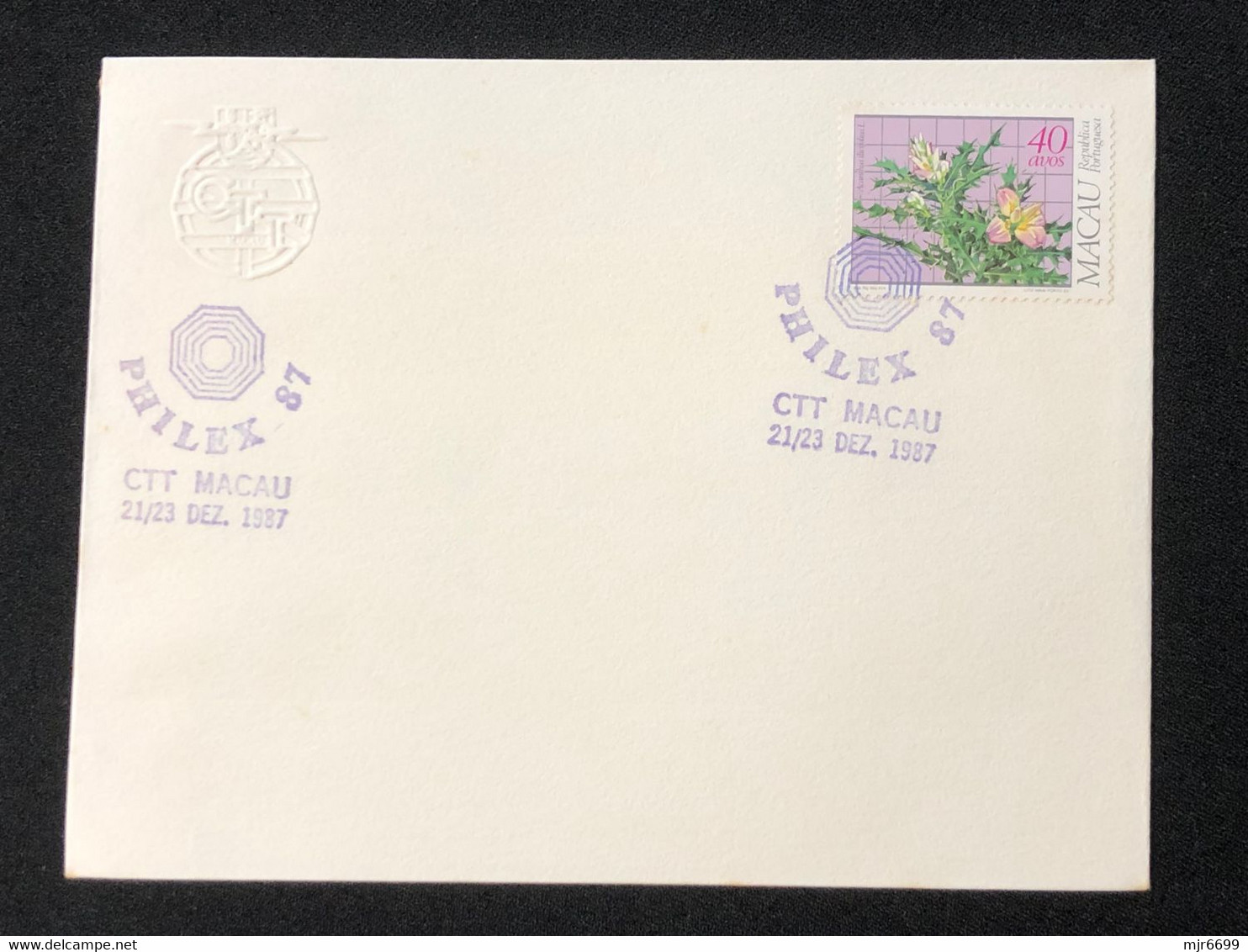 MACAU "PHILEX 87" STAMP EXHIBATION COMMEMORATIVE CANCELLATION ON COVER - Covers & Documents