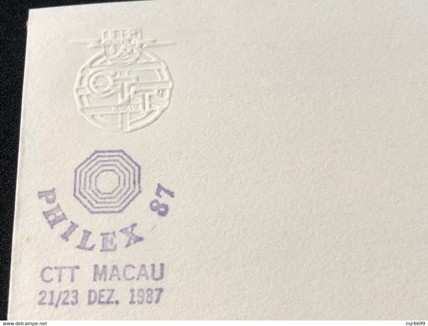 MACAU "PHILEX 87" STAMP EXHIBATION COMMEMORATIVE CANCELLATION ON COVER - Cartas & Documentos