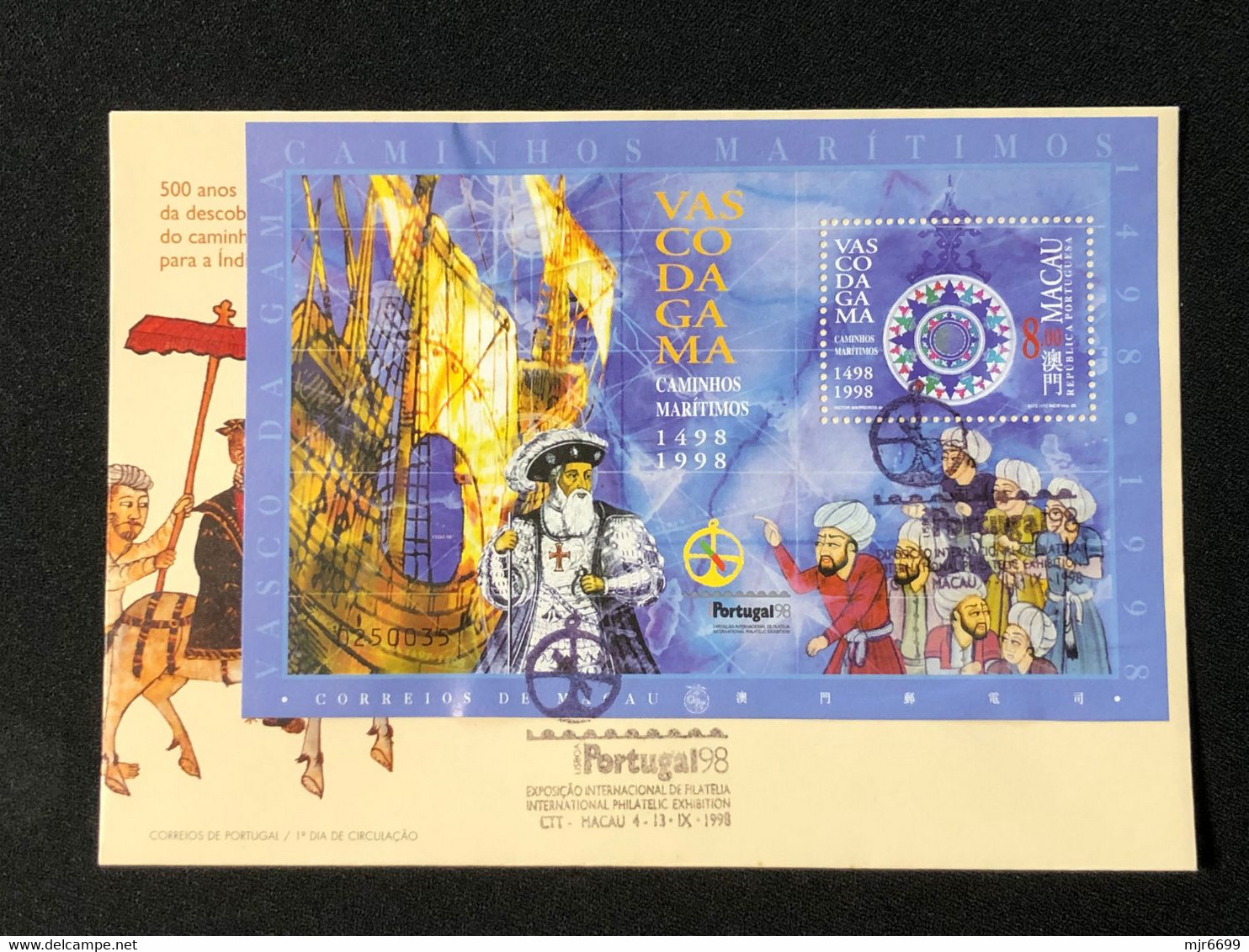 MACAU PORTUGAL"98 STAMP EXHIBITION COMMEMORATIVE CANCELLATION ON OFFICIAL COVER + S\S - Lettres & Documents