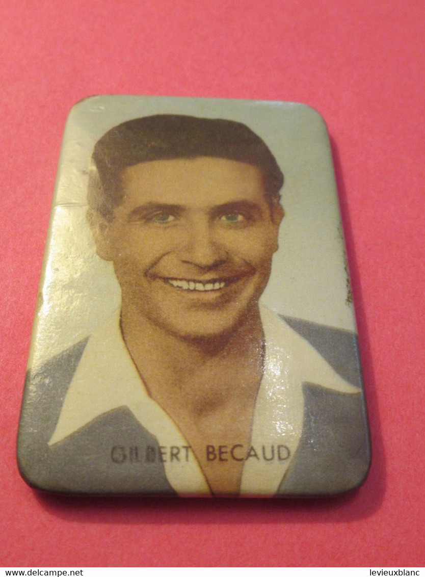 Petit Miroir Publicitaire/ Gilbert BECAUD / Chanteur/ Vers 1960                                             PARF238 - Materiale Di Profumeria