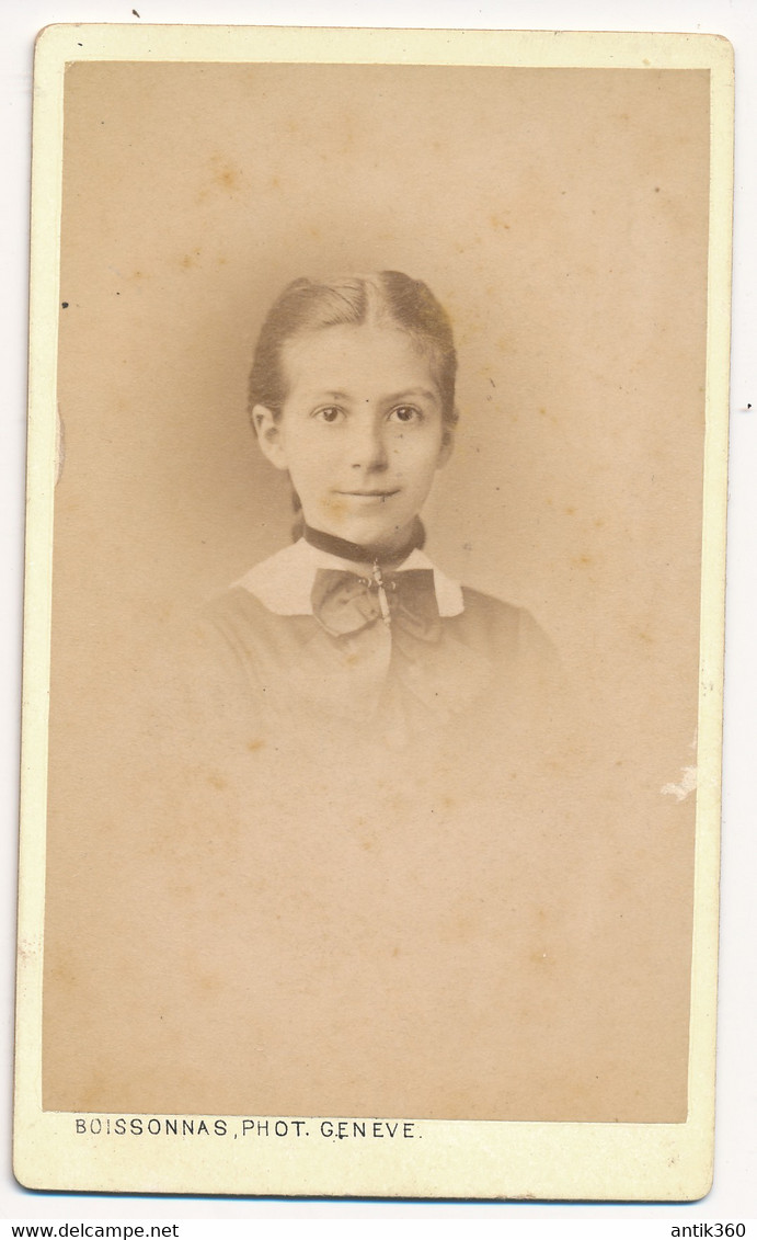 Photographie XIXe CDV Portrait D'une Jeune Fille Photographe Boissonnas Genève - Ancianas (antes De 1900)