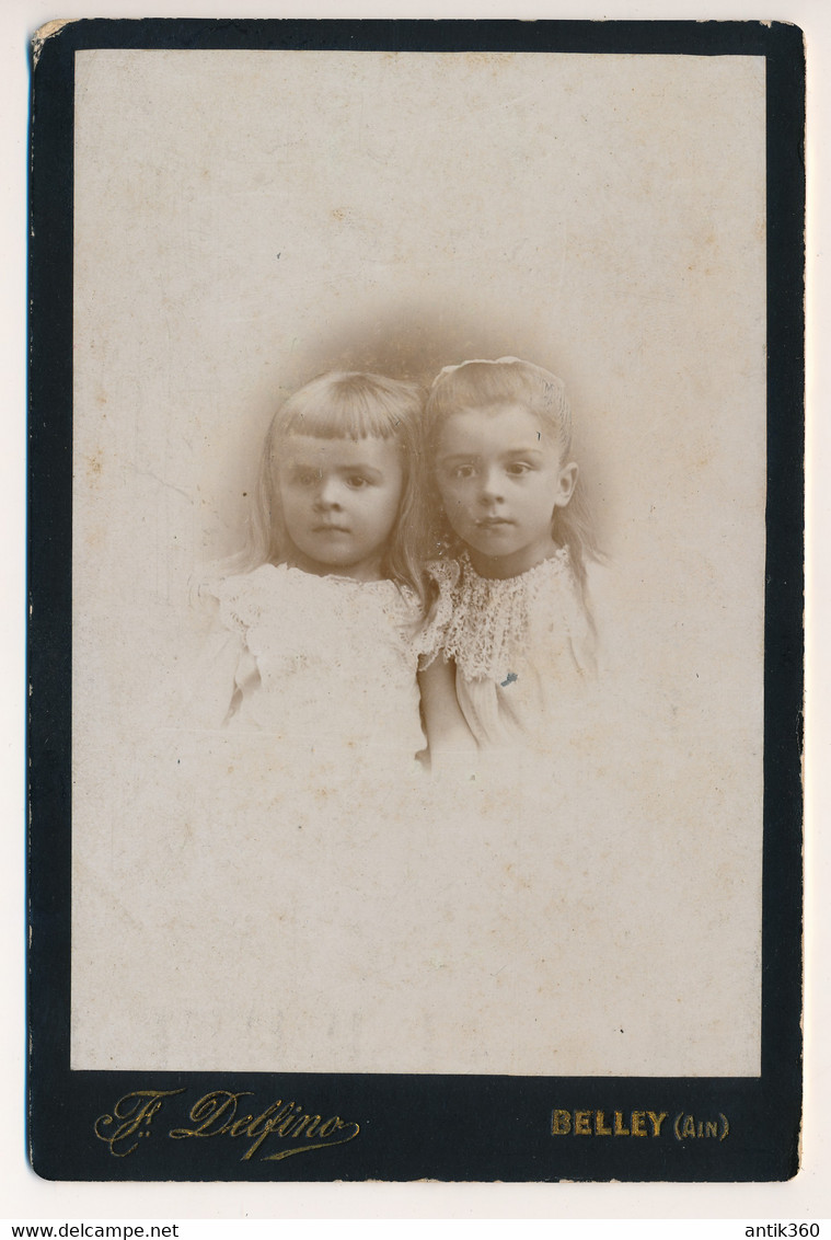 Photographie XIXe Format 11x16 Portrait De Deux Soeurs Photographe Delfino Belley Ain - Alte (vor 1900)