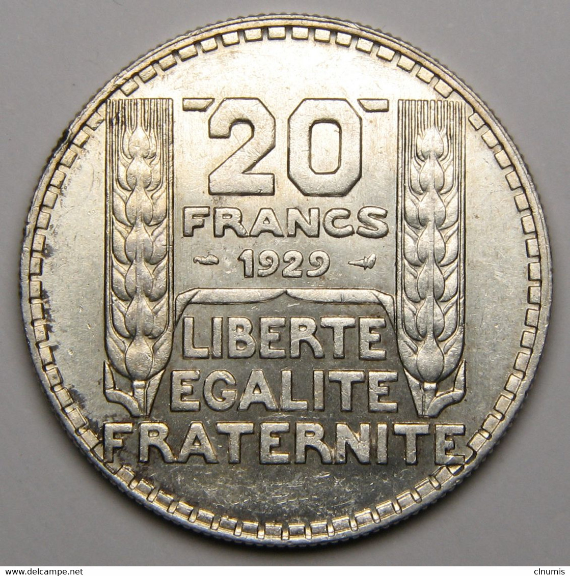 20 Francs Turin, 1929, Argent - III° République - 20 Francs