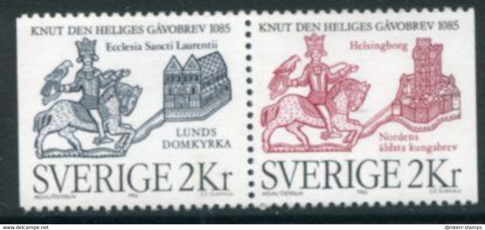 SWEDEN 1985 King Knut's Gift  MNH / **.  Michel 1334-35 - Unused Stamps