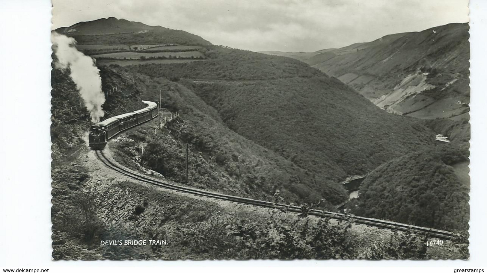 Postcard Wales Rp Aberystwyth Devil's Bridge Train Steam Engine  Unposted - Cardiganshire