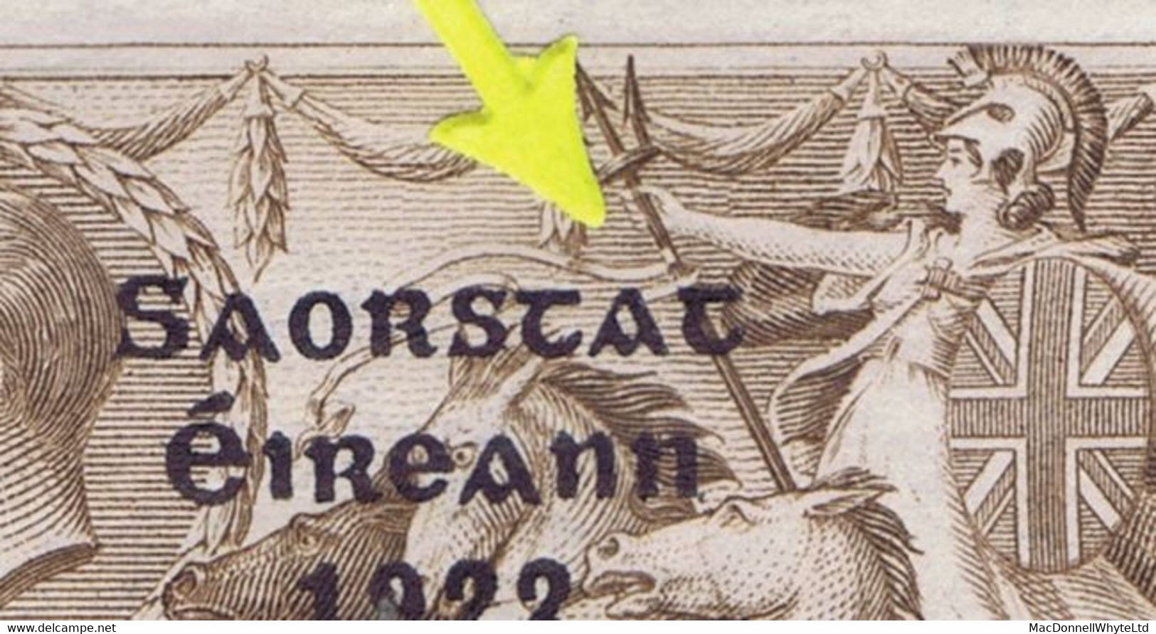 Ireland 1922-23 Thom Saorstát 3-line 2/6d Brown, Error "Accent Missing" Of Row 3/2 Mint Hinged - Ungebraucht