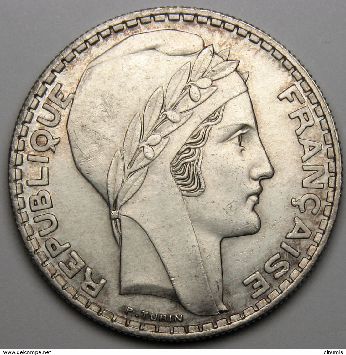 20 Francs Turin, 1933, Rameaux Courts, Argent - III° République - 20 Francs