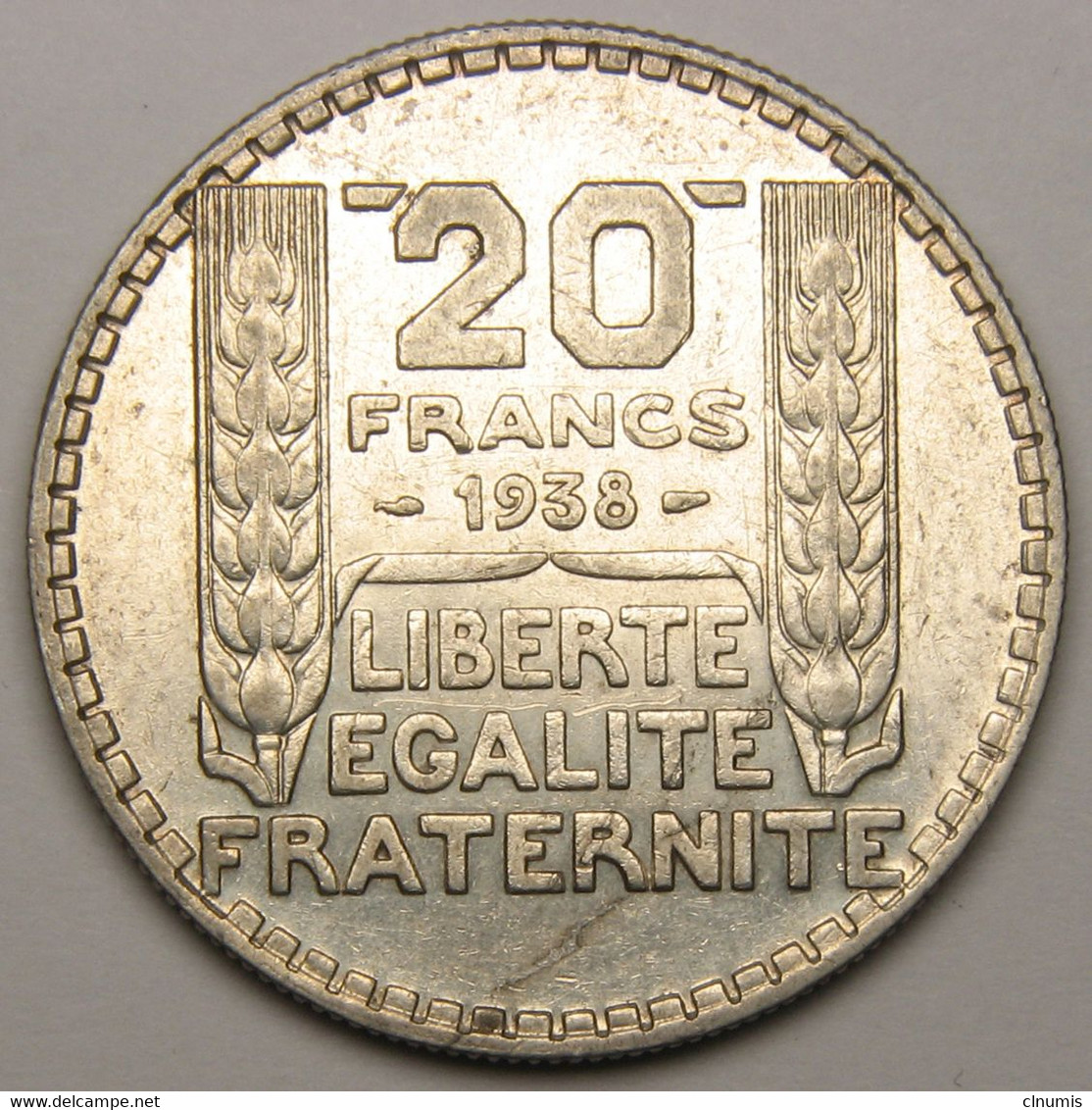 20 Francs Turin, 1938, Argent - III° République - 20 Francs