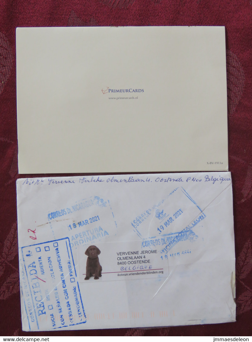 Belgium 2021 Cover To Nicaragua - Children - Tramway - Europa Painting - Lettres & Documents