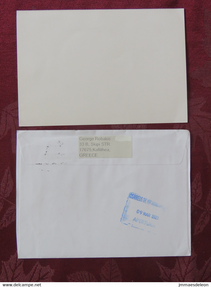 Greece 2021 Cover To Nicaragua - Landscape - Computer - Cover With Only 0.03 Euros Franking - Cartas & Documentos