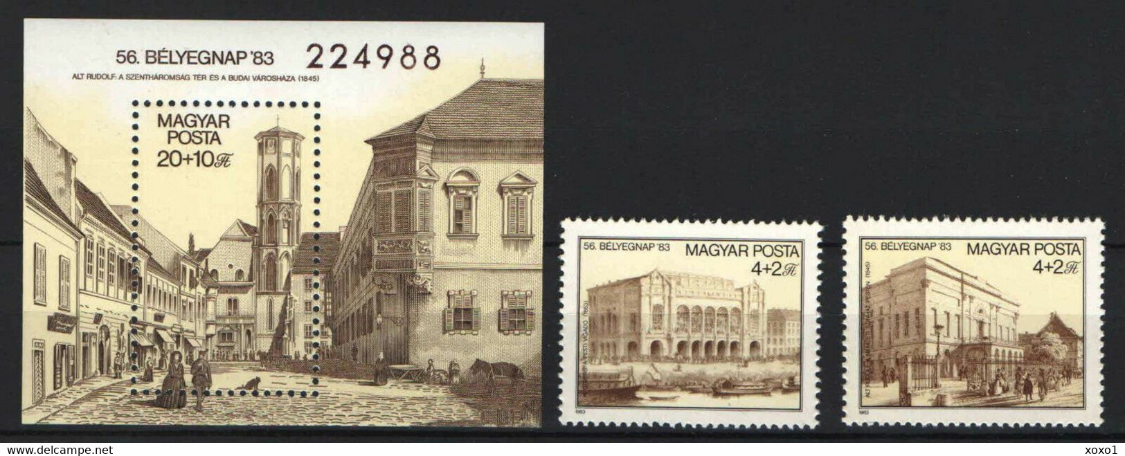 Hungary 1983 MiNr. 3632 - 3634(Block 166) Ungarn Philately Stamp's Day, Architecture, Engraving 2v + S\sh MNH ** 7.40 € - Incisioni