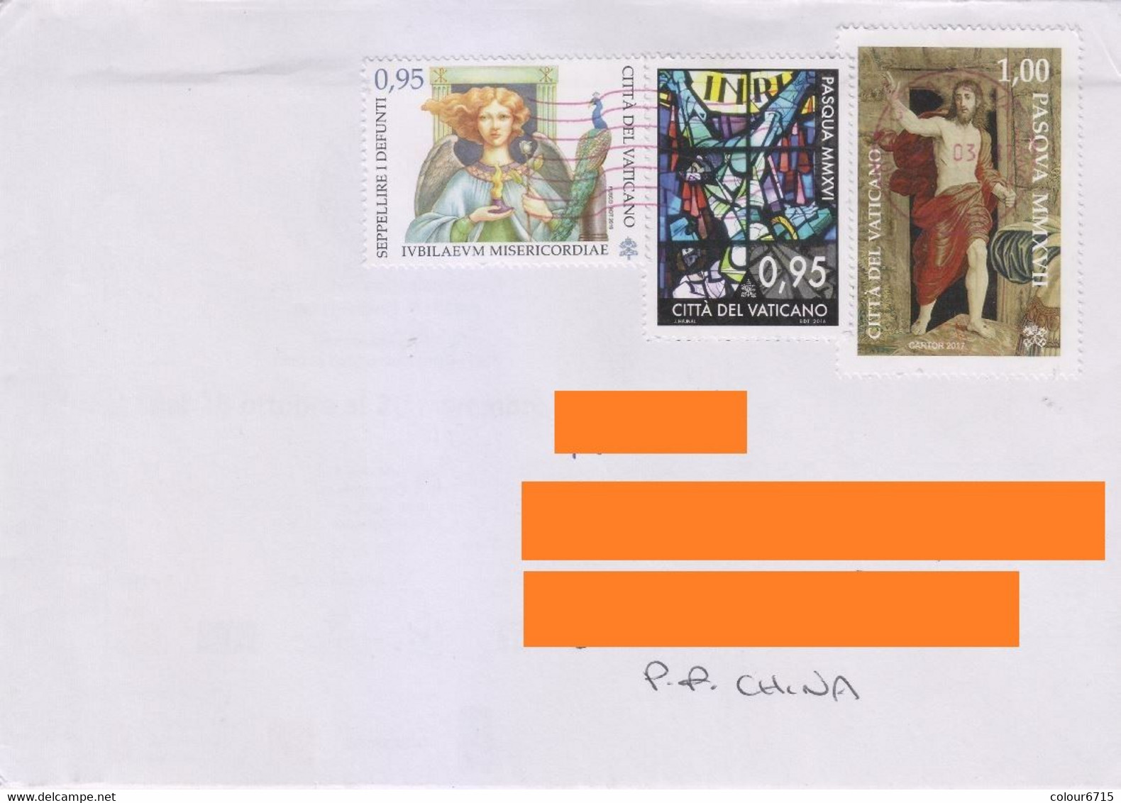 Vatican Air Mail Cover To China — 2017 Easter/2016 Easter/Jubilee Of Mercy Stamps - Cartas & Documentos