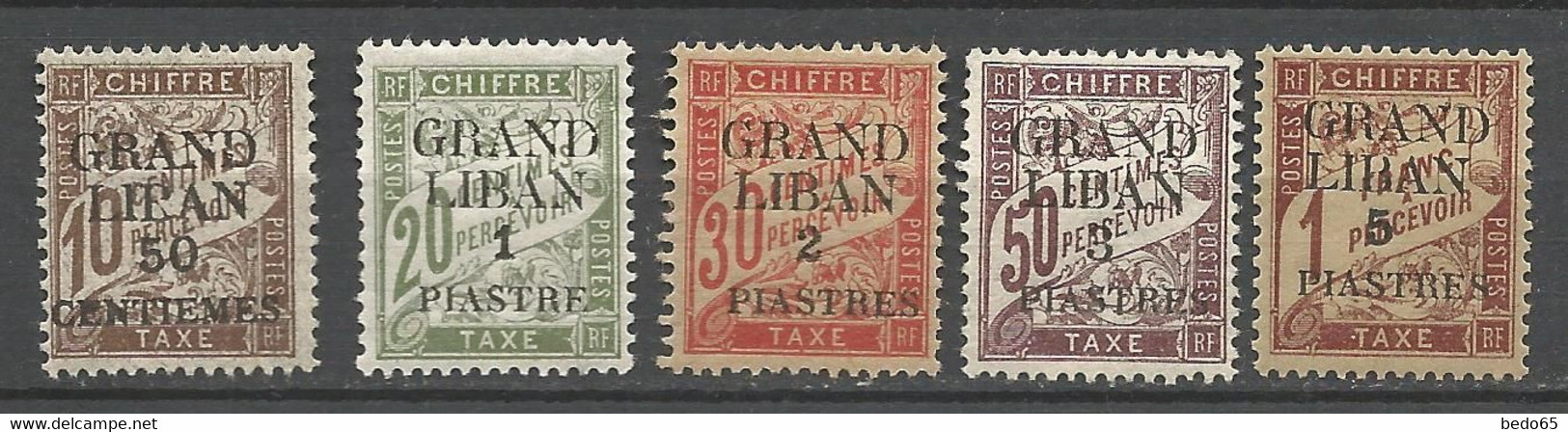 GRAND LIBAN TAXE Série  N° 1 à 5 NEUF* AVEC OU TRACE DE CHARNIERE   / MH - Timbres-taxe