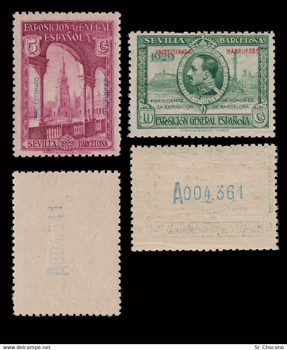 España.MARRUECOS.1929 Expo Sevilla Barcelona.7 Valores Nuevo.Edifil 121-126 Y 131 - Marruecos Español