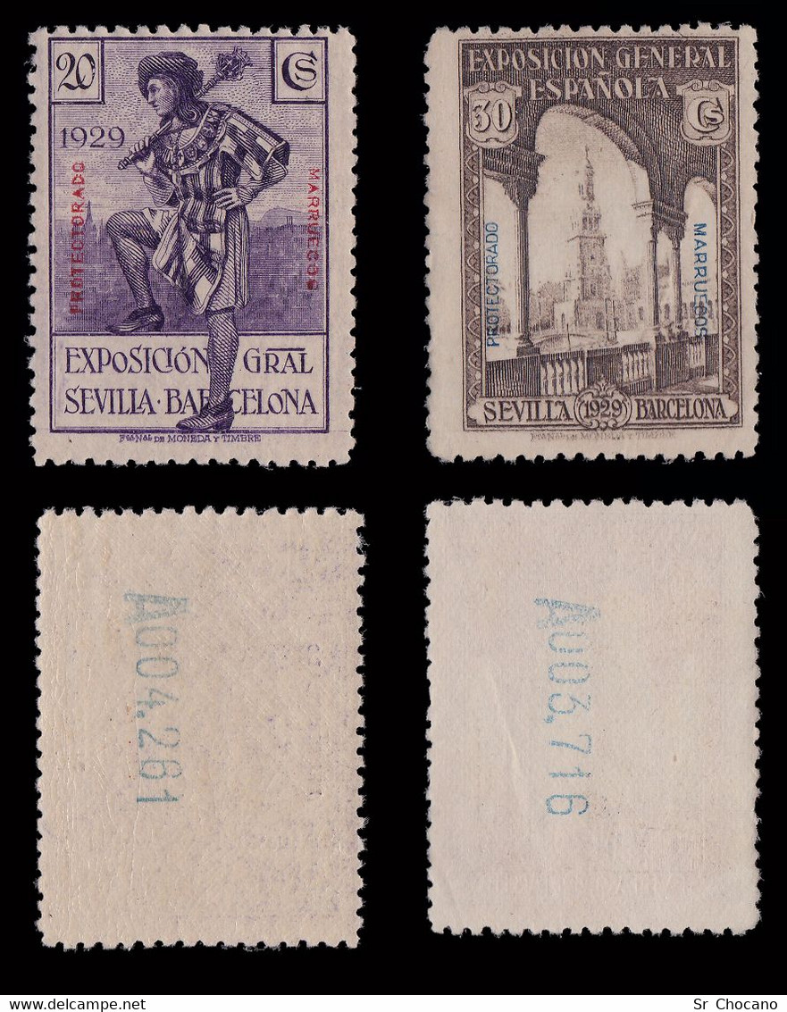 España.MARRUECOS.1929 Expo Sevilla Barcelona.7 Valores Nuevo.Edifil 121-126 Y 131 - Marruecos Español