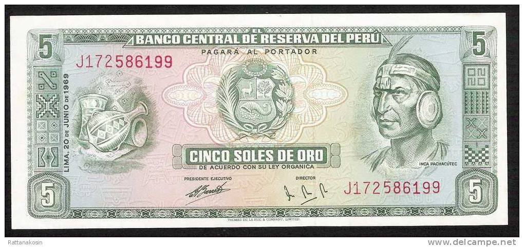 PEROU  PERU  P99a   5  SOLES   1969    UNC. - Pérou