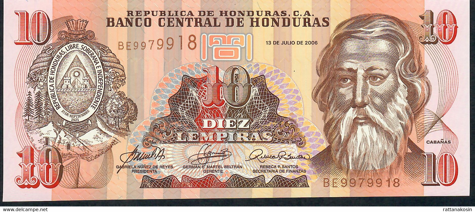 HONDURAS P86d  10  LEMPIRAS  2006 #BE    UNC. - Honduras