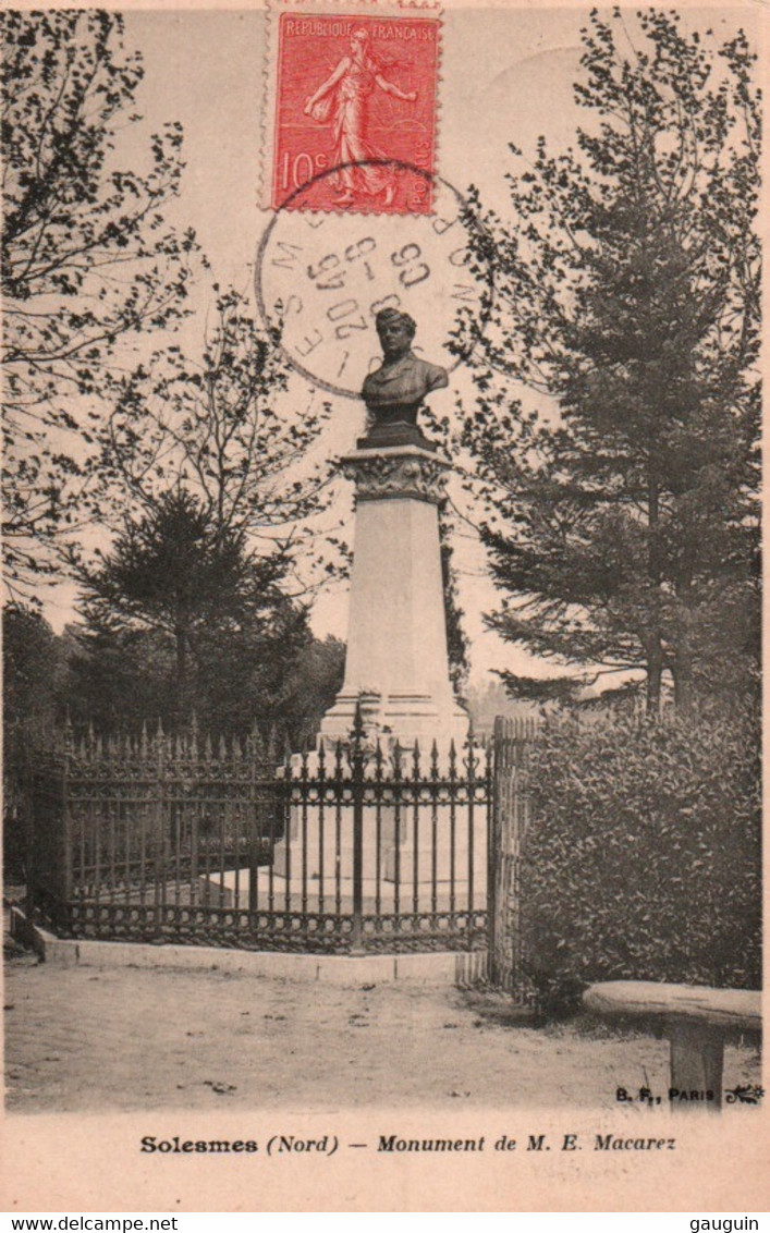 CPA - SOLESMES - Monument De M.E.Macarez ... Edition B.F.Paris - Solesmes