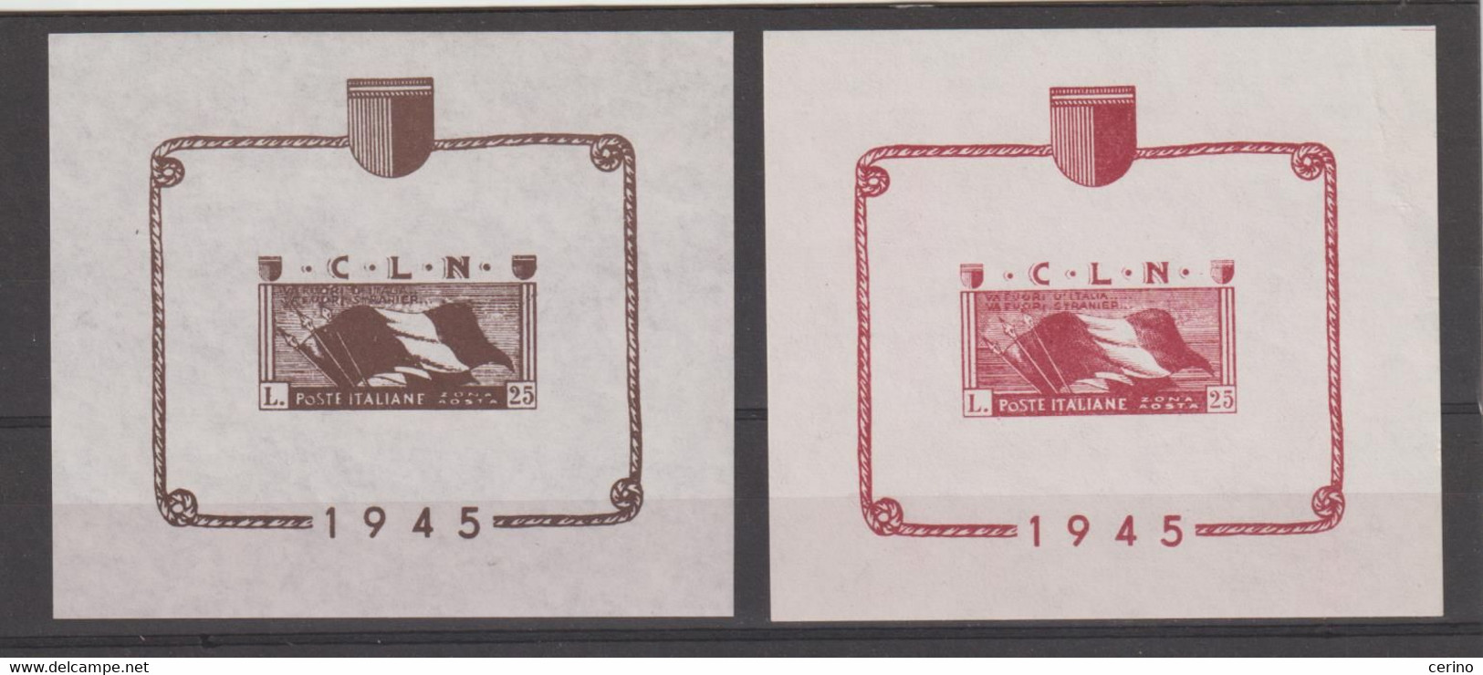 R.S.I. - C.L.N. :  1945  BANDIERA  AL  VENTO  -  2  FGL. DA  £. 25  N.D. -  N. - Nationales Befreiungskomitee