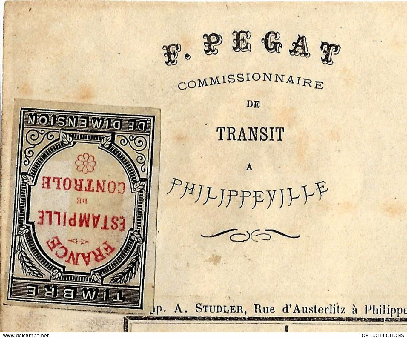 1873  NAVIGATION CONNAISSEMENT BILL OF LADING De Philipeville Skikda Algérie Pour Marseille F.PEGAT   Balles De Farine - 1800 – 1899