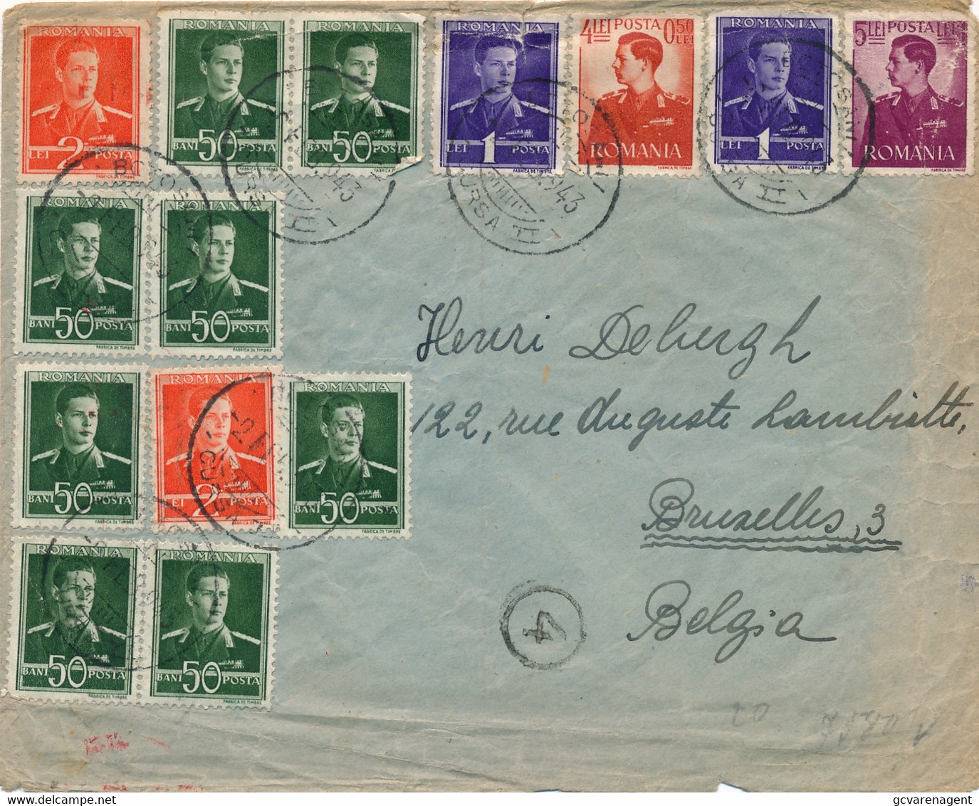 COVER 1943   TO BRUXELLES  BELGIA  CENSOR    2 SCANS - 2. Weltkrieg (Briefe)