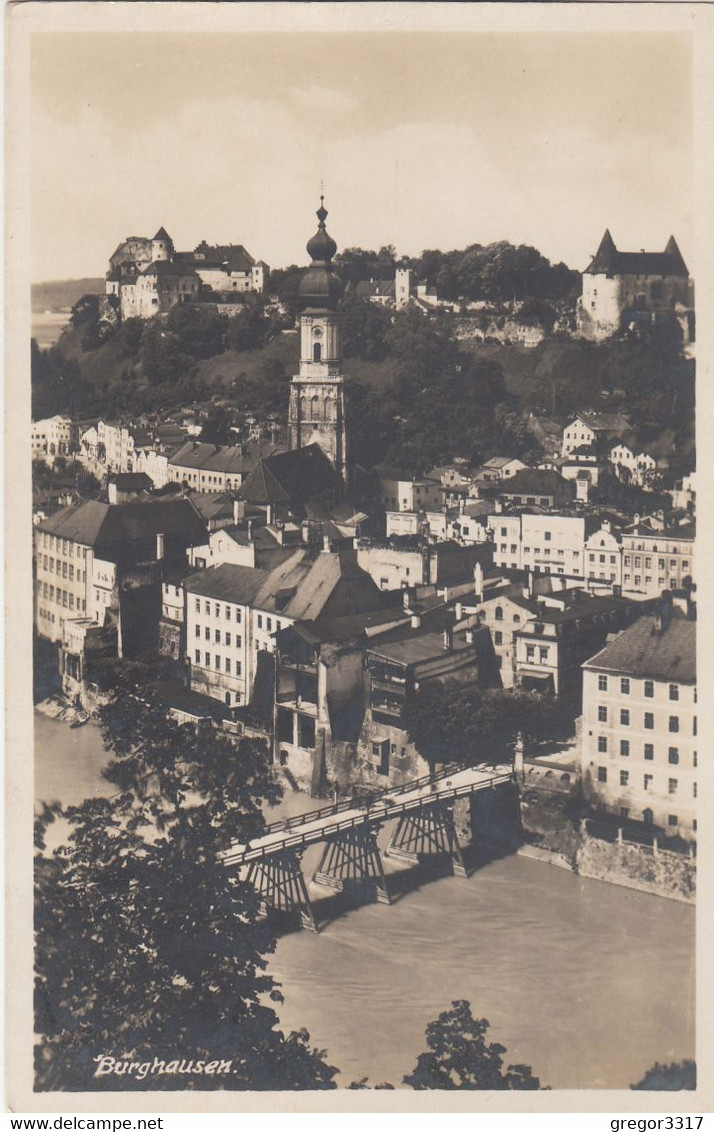 B3289) BURGHAUSEN - Sehr Schöne Alte Ansicht Auf Brücke Und Häuser Mit Burg - 1929 - Burghausen