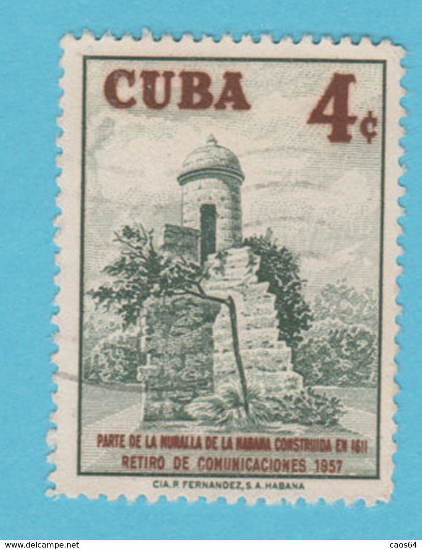 1957 CUBA  Fortezze Torri Old Capital City Fortifications - 4 C Usato - Gebraucht