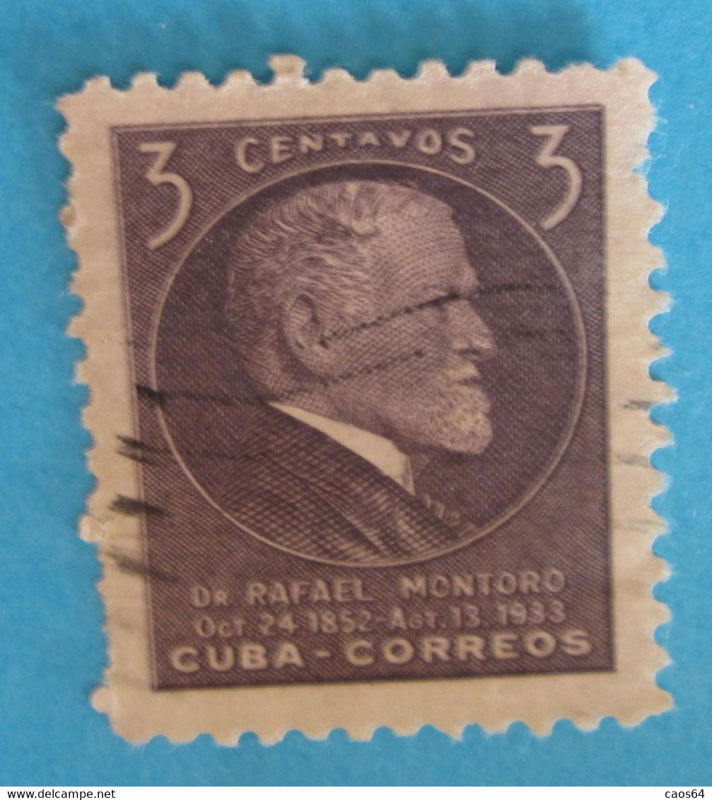 1953 CUBA  Uomini Politici Montoro Valdez Portrait - 3c Usato - Oblitérés