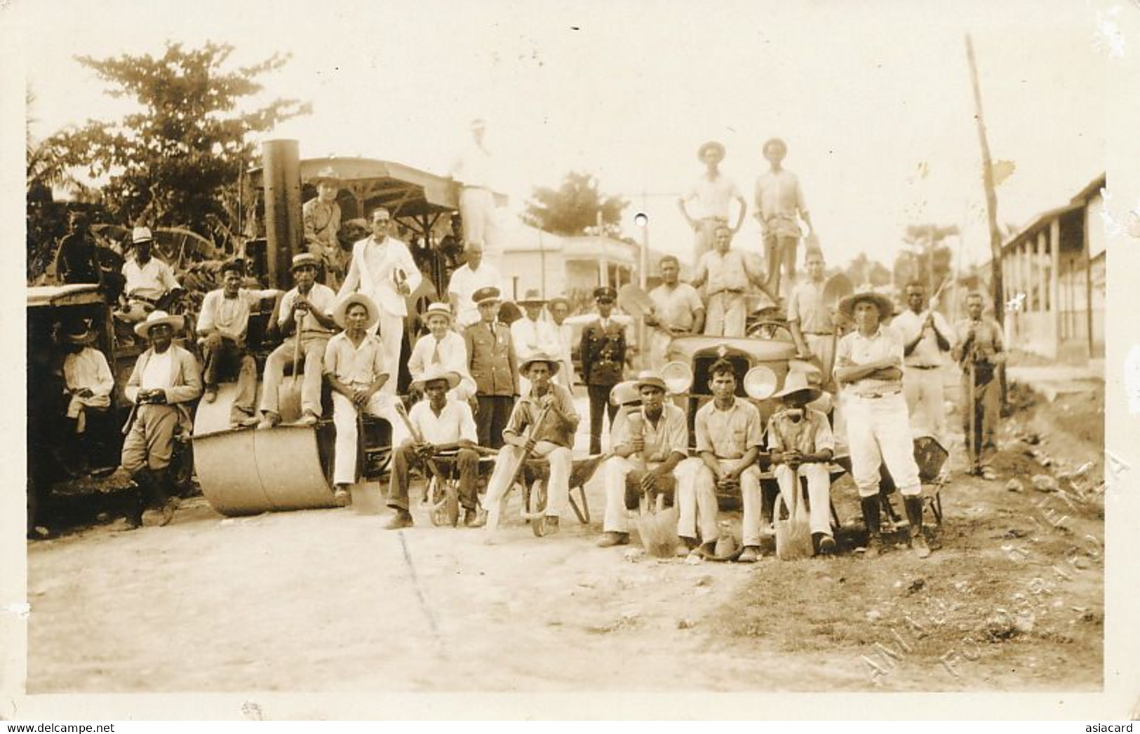 Real Photo Banes Public Works Making The Road Cylinder Foto Amado Proenza Travaux Public - Isole Vergini Americane