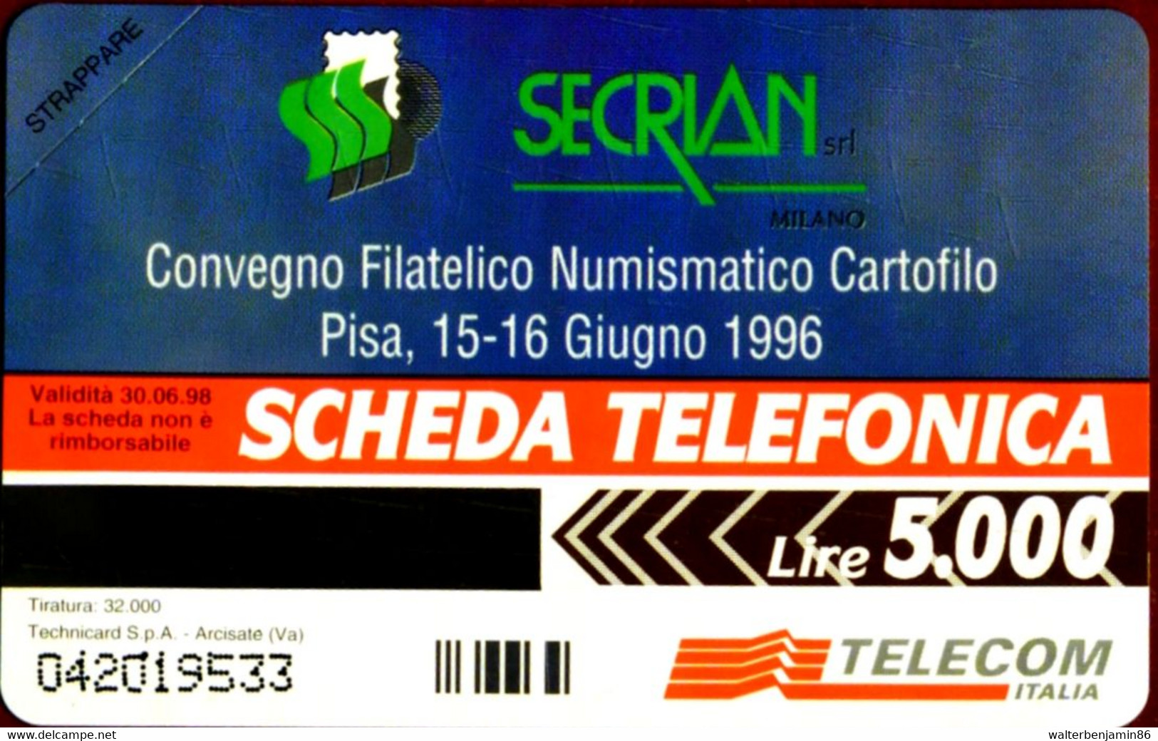 G PRP 320 C&C 3409 SCHEDA TELEFONICA NUOVA MAGNETIZZATA SECRIAN PISA - Públicas Temáticas