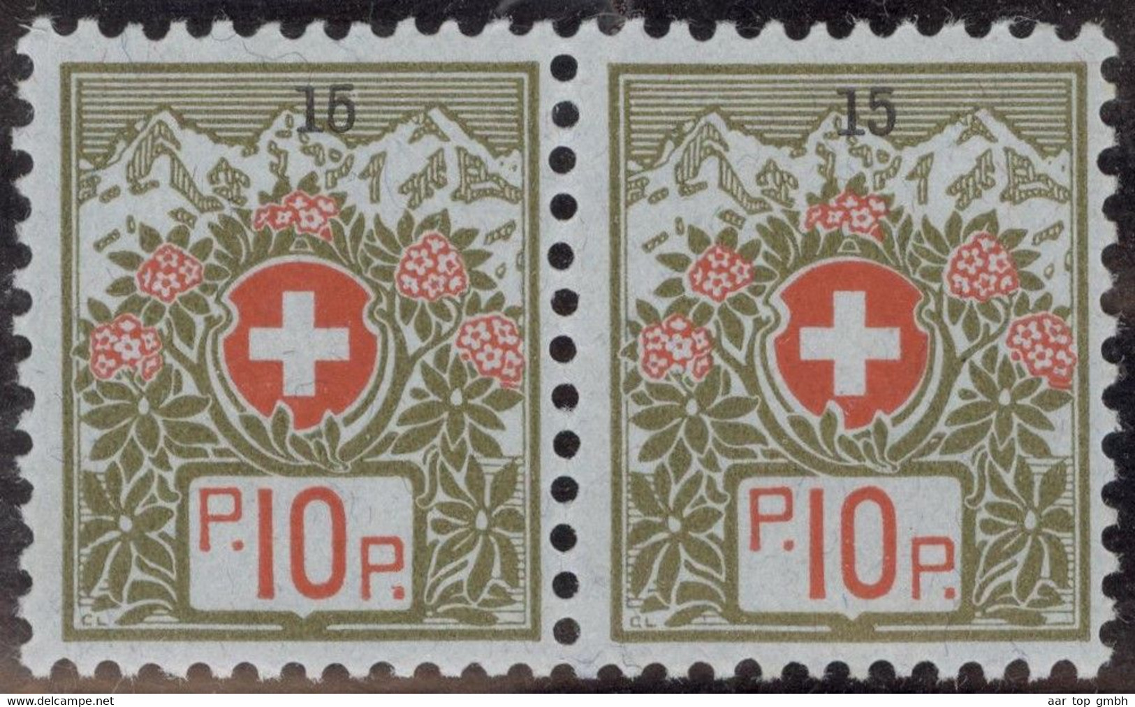 Schweiz Portofreiheit Zu#5A Paar ** Postfrisch 10Rp. Kl#15 Consistoire Ausgeliefert 21000Stk. - Franchigia