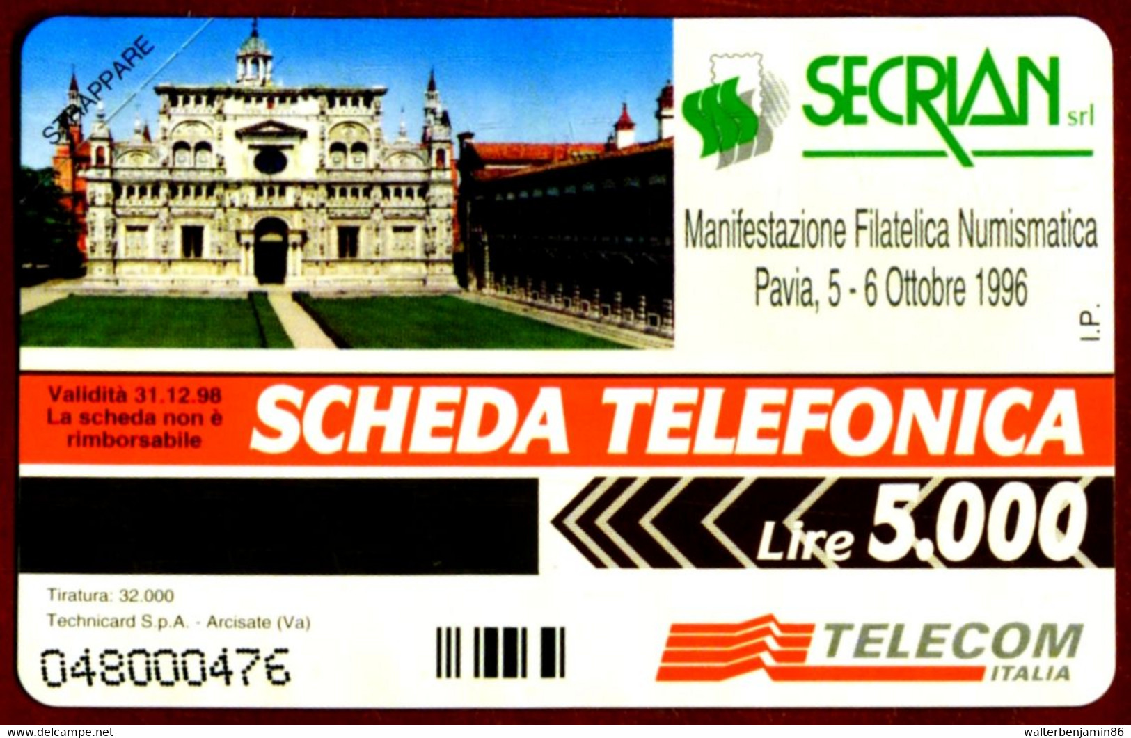 G PRP 329 C&C 3421 SCHEDA TELEFONICA NUOVA MAGNETIZZATA CERTOSA DI PAVIA - Públicas Temáticas