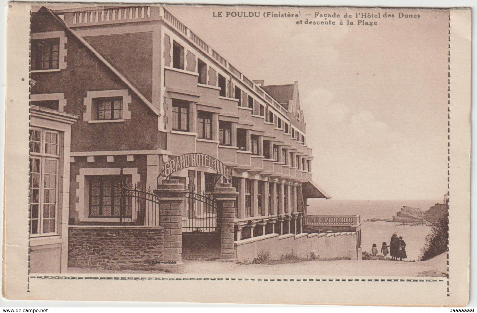 LE POULDU  FACADE DE L HOTEL DES DUNES ET DESCENTE A LA PLAGE CARTE LETTRE - Le Pouldu