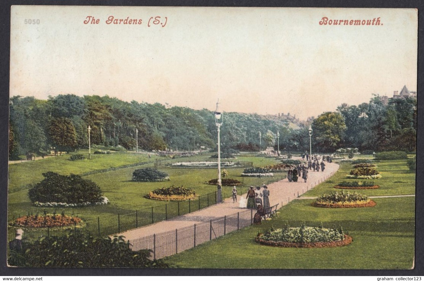 Vintage Postcard Postale Carte Postkarte The Gardens Bournemouth Posted 1906 Bournemouth - Bournemouth (bis 1972)