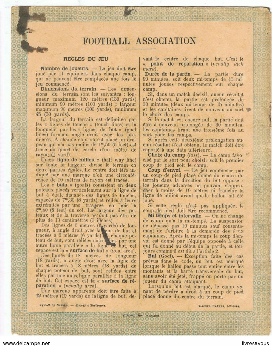 Couverture De Cahier Les Sports Athlétiques Football Association N°11 De 1917 Garnier Frères Editeurs - Protège-cahiers