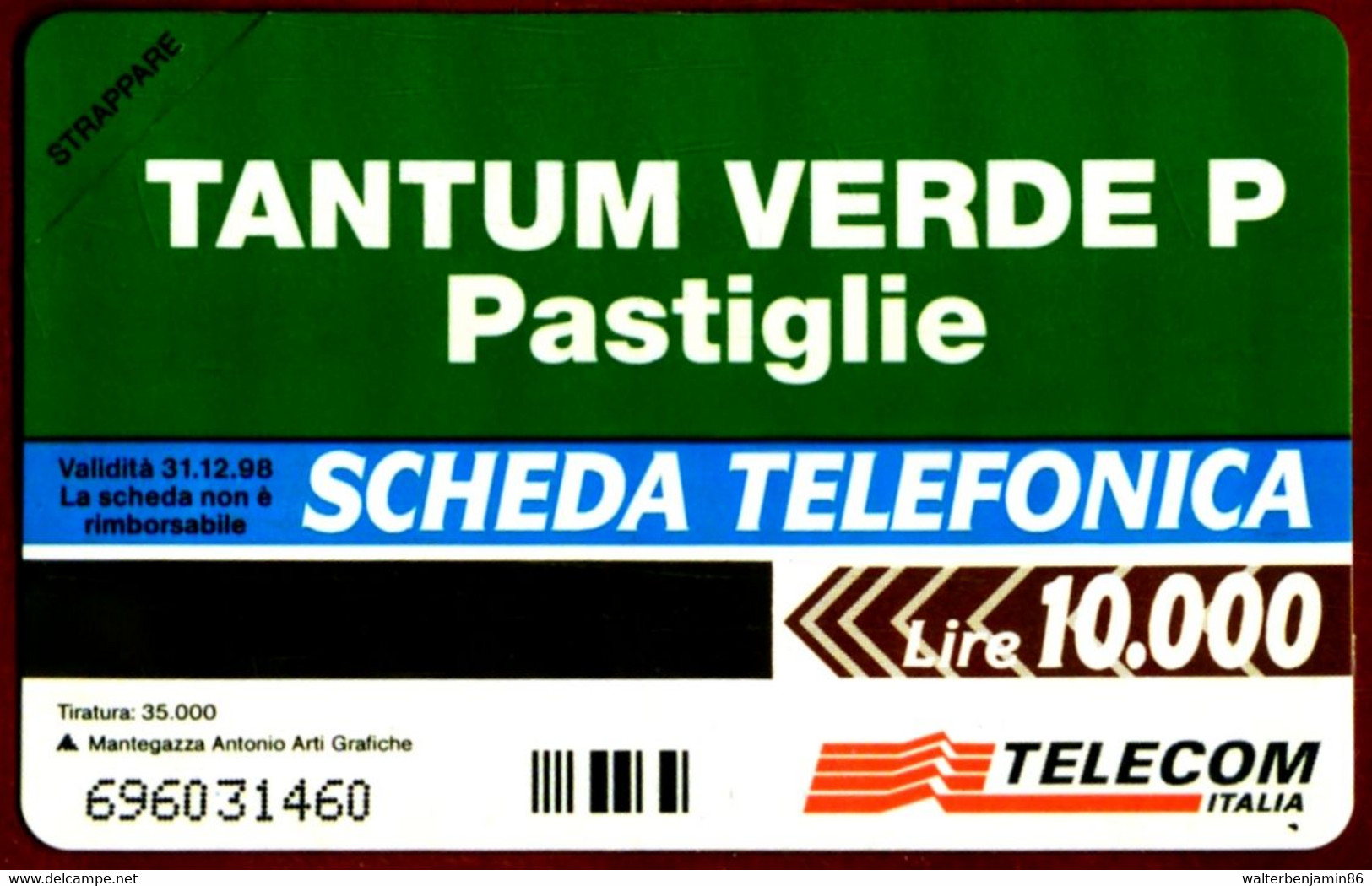 G PRP 339 C&C 3432 SCHEDA TELEFONICA NUOVA MAGNETIZZATA TANTUM VERDE 10.000 L. - Publiques Thématiques