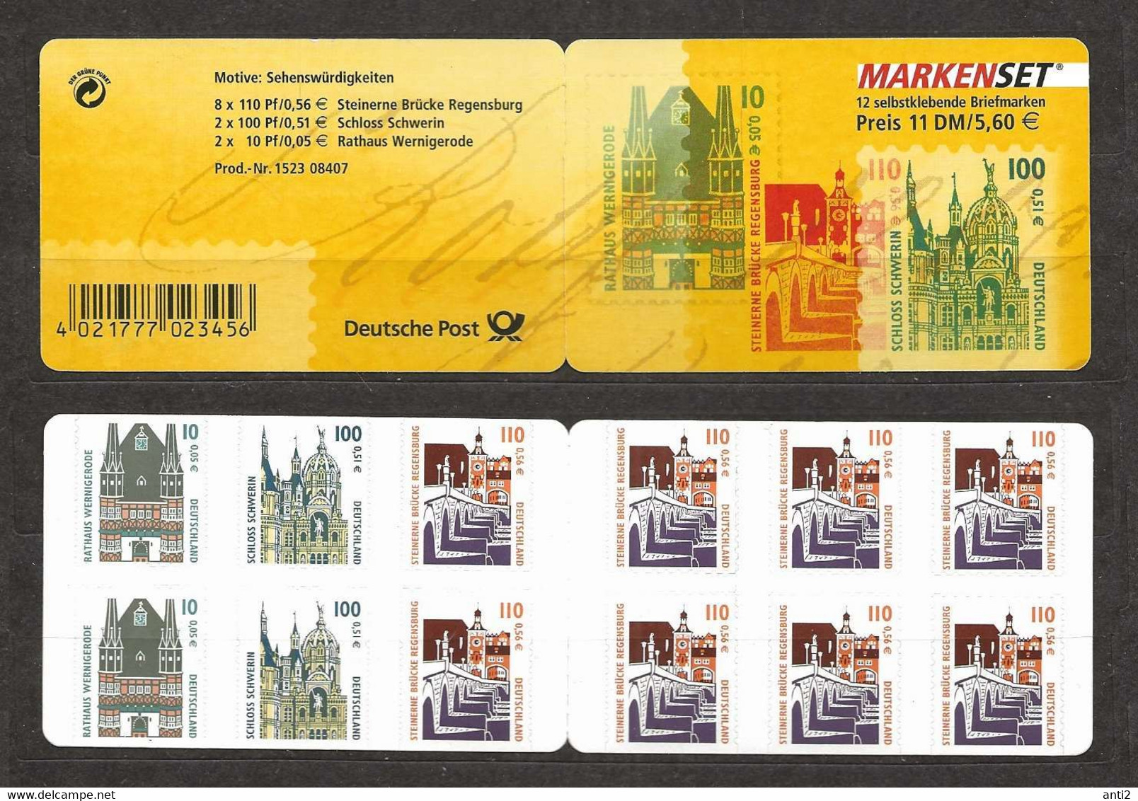 Germany Bundespost 2001 Landmarks     Booklet  MH 43 MNH(**) - Neufs