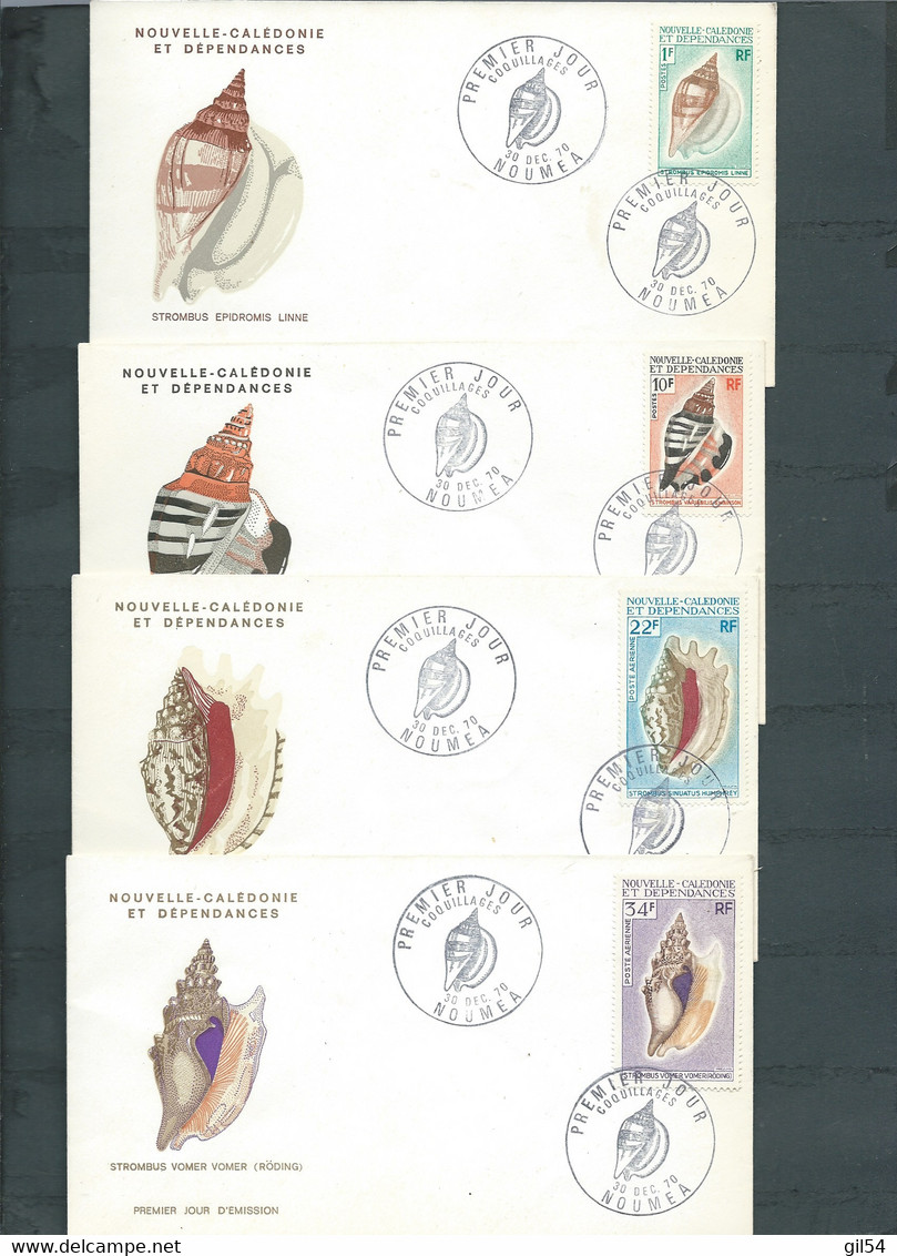 Nouvelle Calédonie  Yvert N°  368+ 369  + Aérien 113 Et 115 Sur 4 Enveloppes 1er Jours  30  Décembre 1970  - Pb 183 - Storia Postale
