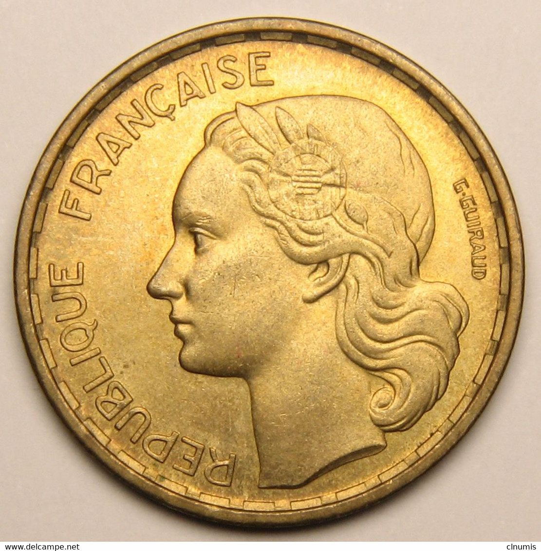 RARE En SPL+ ! 20 Francs G. Guiraud, 3 Faucilles, 1950, Bronze-aluminium - IV° République - 20 Francs