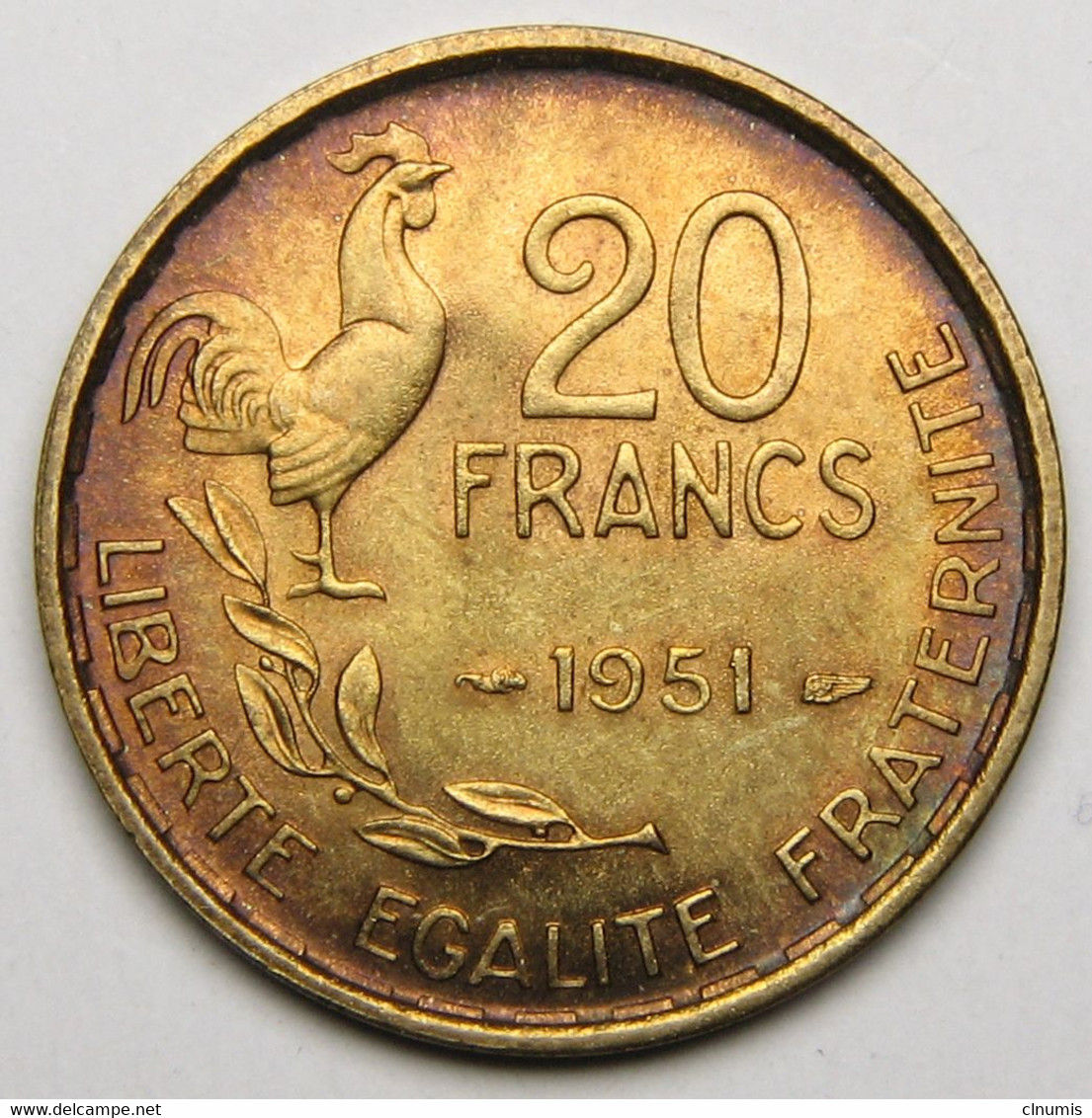 20 Francs G. Guiraud, 1951, Bronze-aluminium - IV° République - 20 Francs